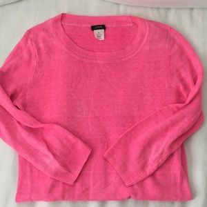 J. Crew 100% Linen Sweater Hot Pink XS